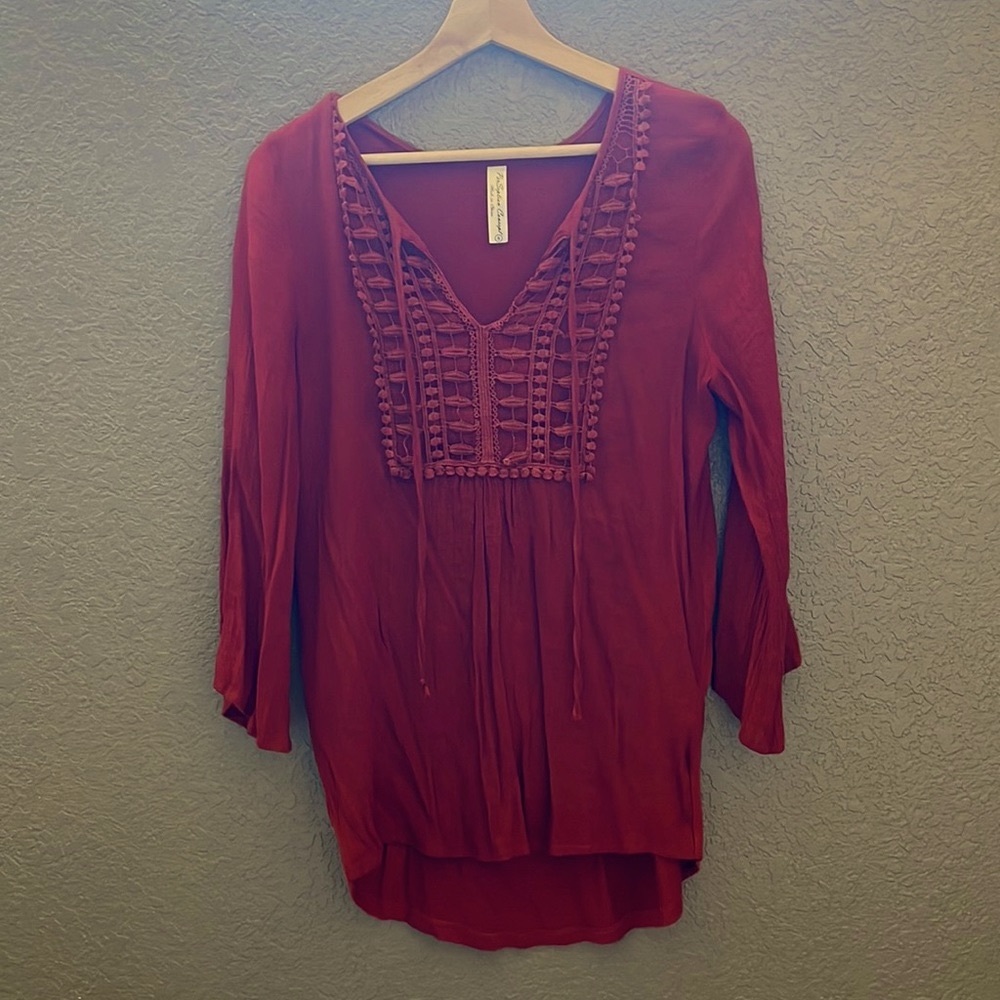 Boho, beautiful rich rust color top! - Picture 3 of 8